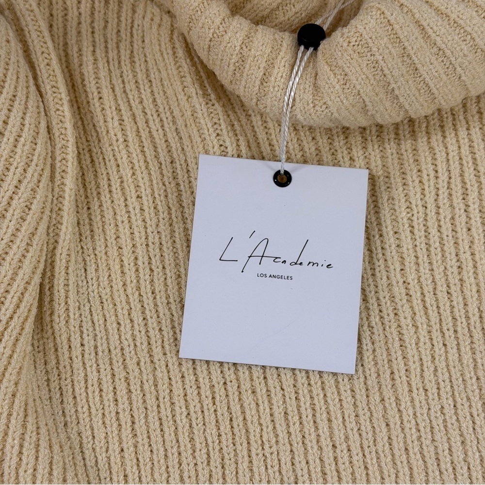 L'Academie Lucia Cropped Turtleneck Sweater Cream Size XS - Picture 5 of 8